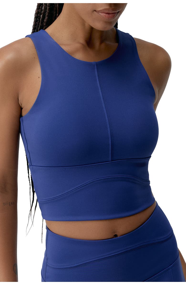 Born Living Yoga Saori Medium Support Performance Sport Top, Main, color, Next Blue