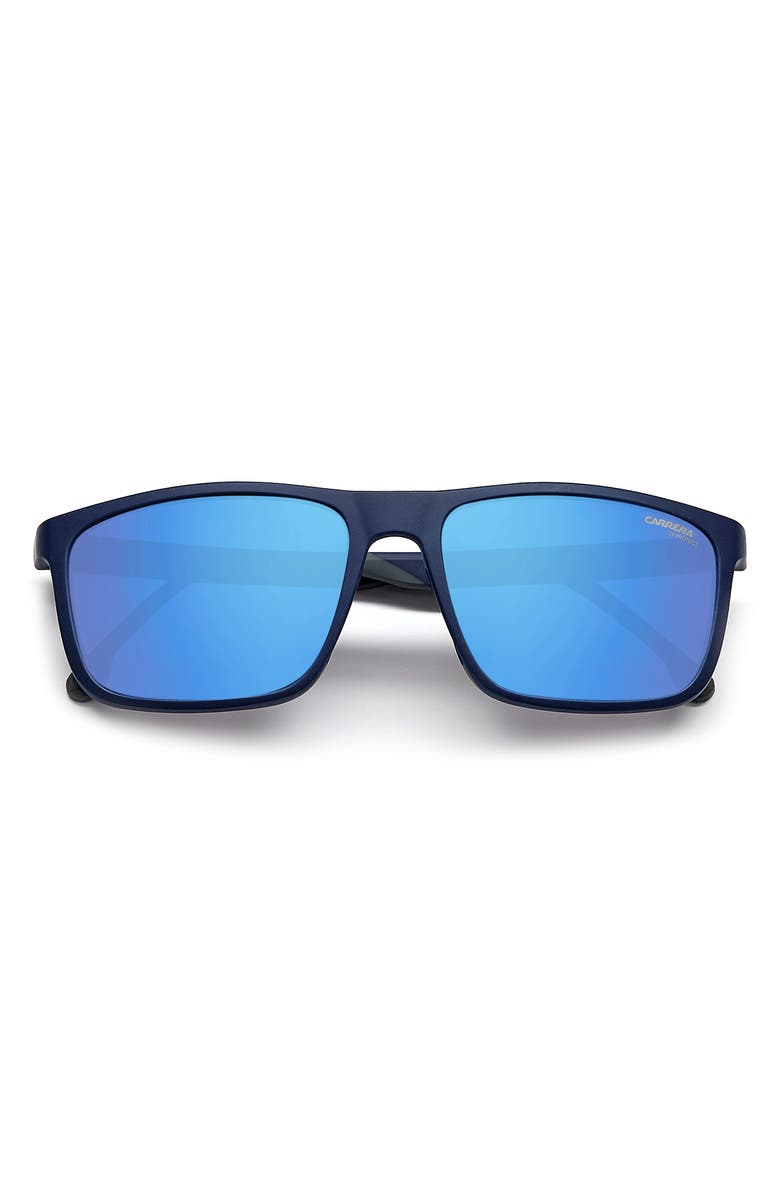 Carrera Eyewear 58mm Polarized Rectangle Sunglasses, Alternate, color, Blue
