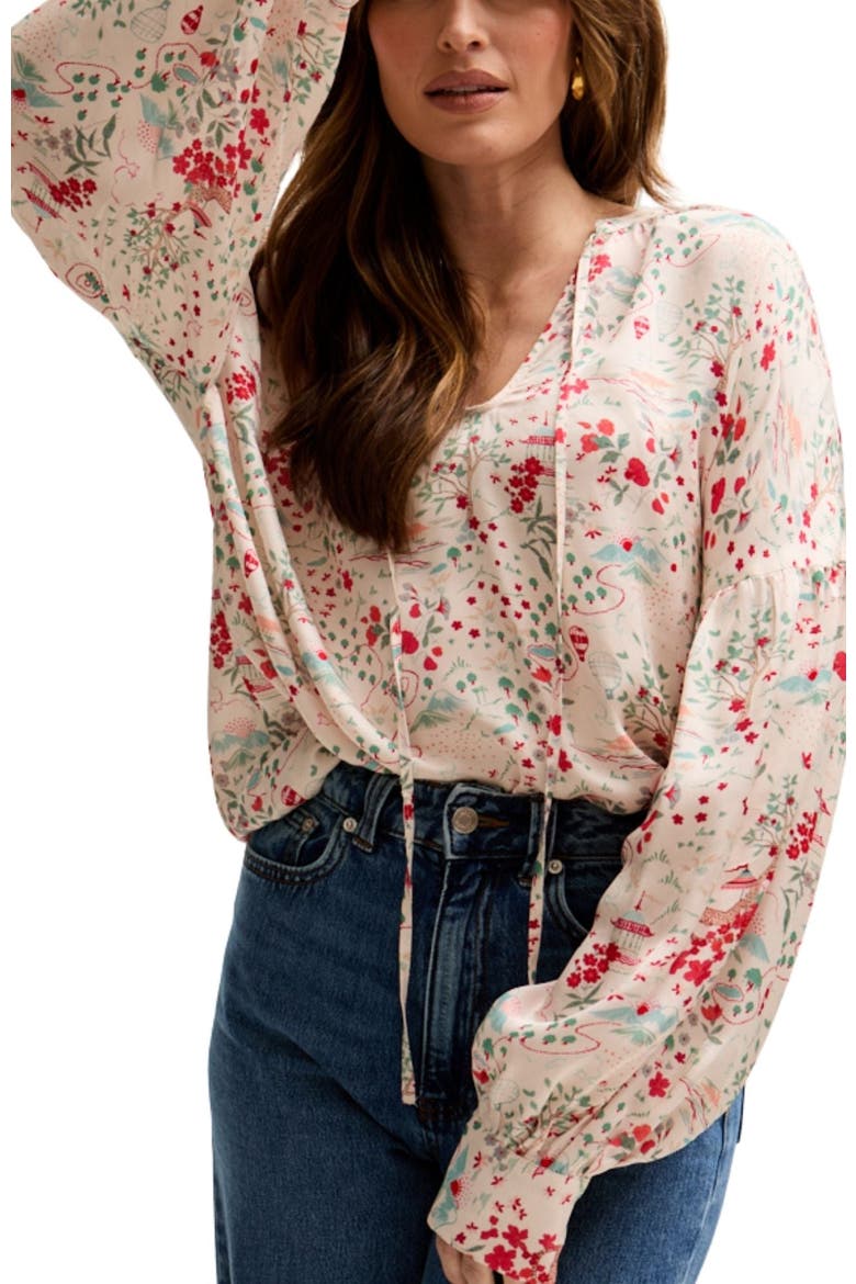 Rosetti Billowy Sleeves Print Blouse, Alternate, color, Cream