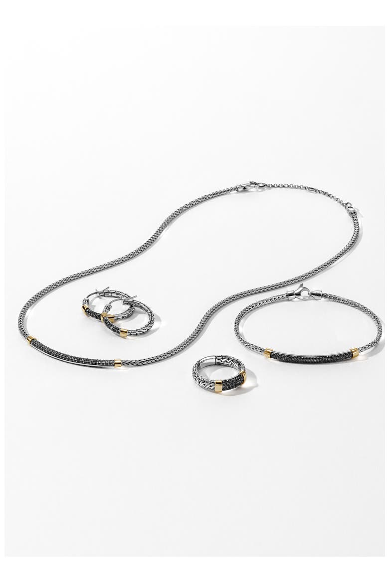 JH Essentials Pavé Hoop Earrings, Alternate, color, SILVER/ GOLD/ BLACK SAPPHIRE