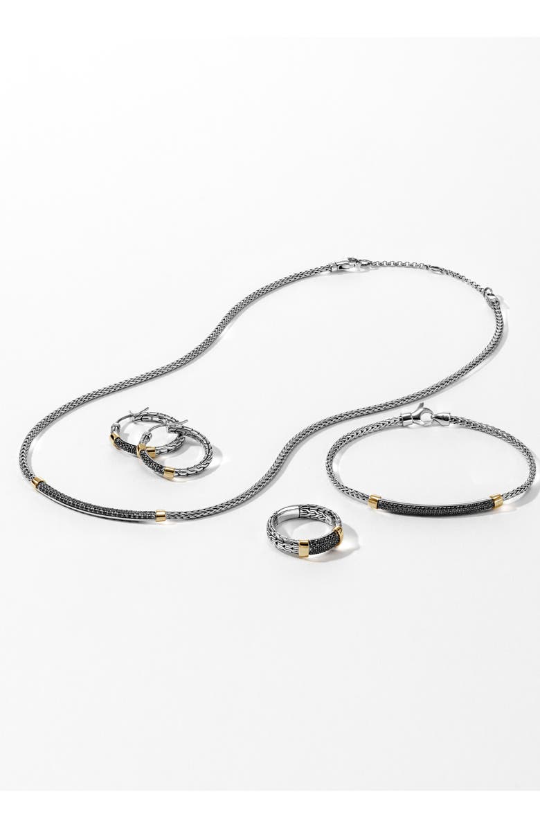 John Hardy JH Essentials Pavé Hoop Earrings, Alternate, color, Silver/ Gold/ Black Sapphire