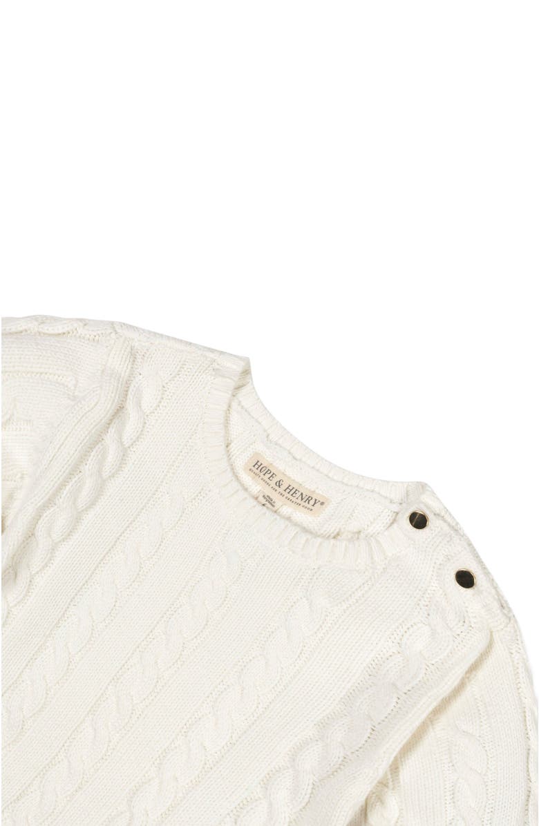 Hope & Henry Kids' Organic Long Sleeve Schoolgirl Cable Sweater Dress, Alternate, color, Soft White Cable Bold Tipping