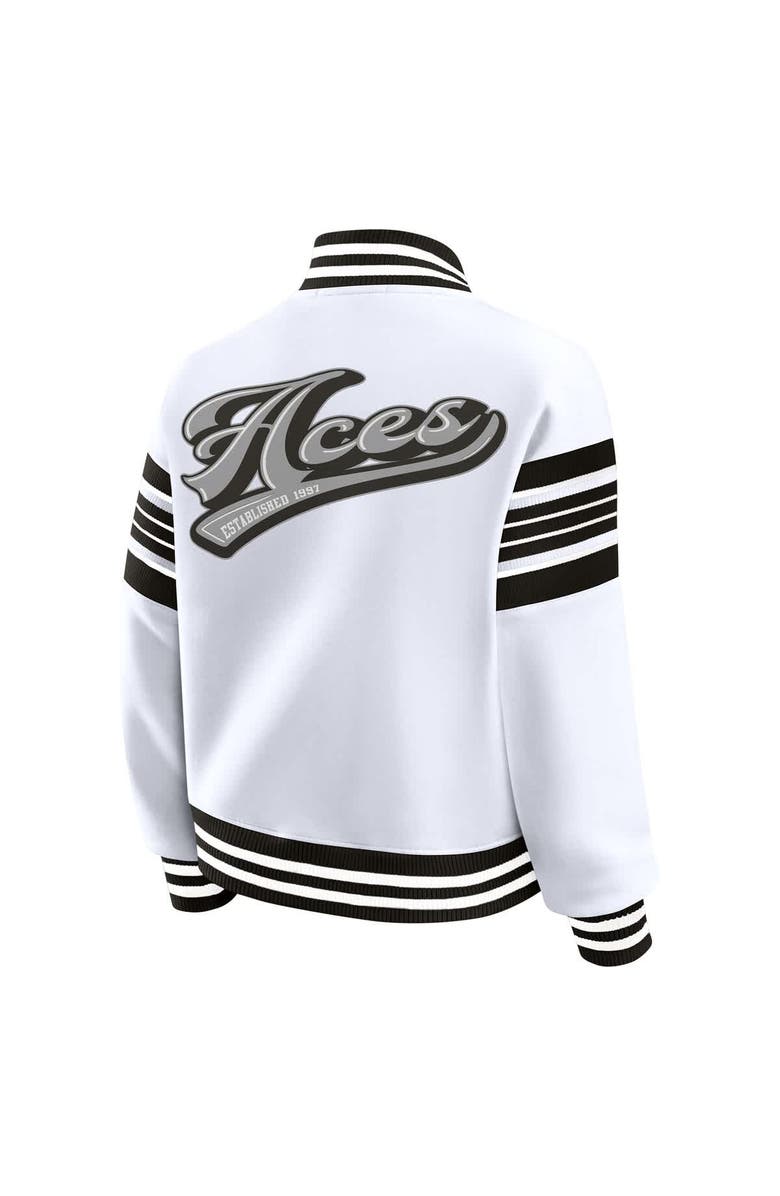 WEAR by Erin Andrews Women's WEAR by Erin Andrews White/Black Las Vegas Aces Full-Snap Fleece Sweatshirt Jacket, Alternate, color, White