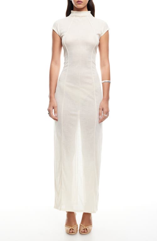 Lioness Redefined Exposed Seam Semisheer Maxi Dress In Cream