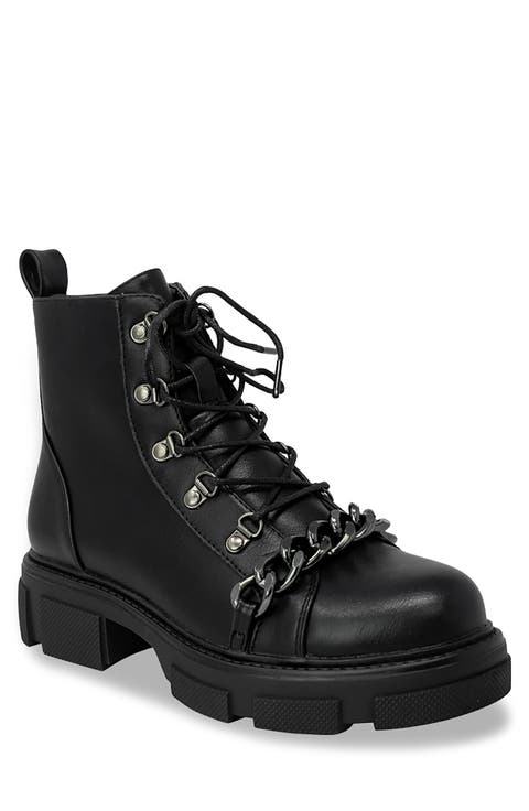 ́ Curb Chain Trimmed Lug Sole Boot (Women)