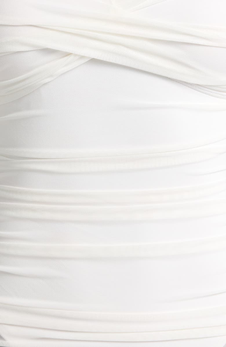 Hutch Radlee Strapless Mesh Overlay Skirted One-Piece Swimsuit, Alternate, color, White