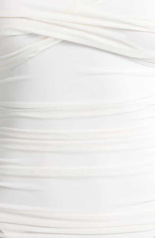 Hutch Radlee Strapless Mesh Overlay Skirted One-piece Swimsuit In White