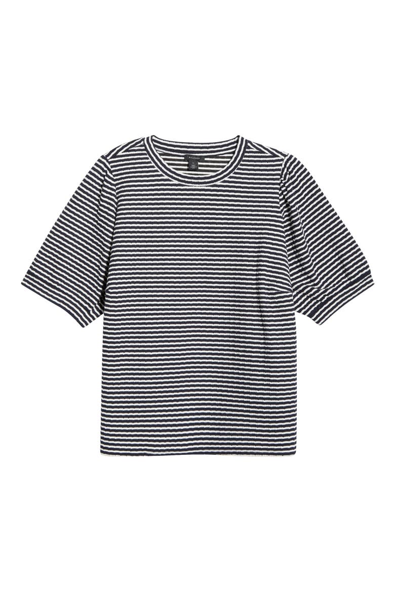 Stripe Puff Sleeve T-Shirt, Alternate, color, BARITONE BLUE