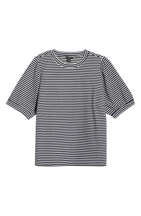 Stripe Puff Sleeve T-Shirt (Plus)