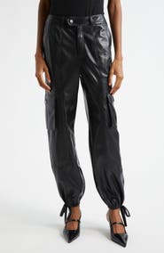 Cinq à Sept Faux Leather Cargo Joggers