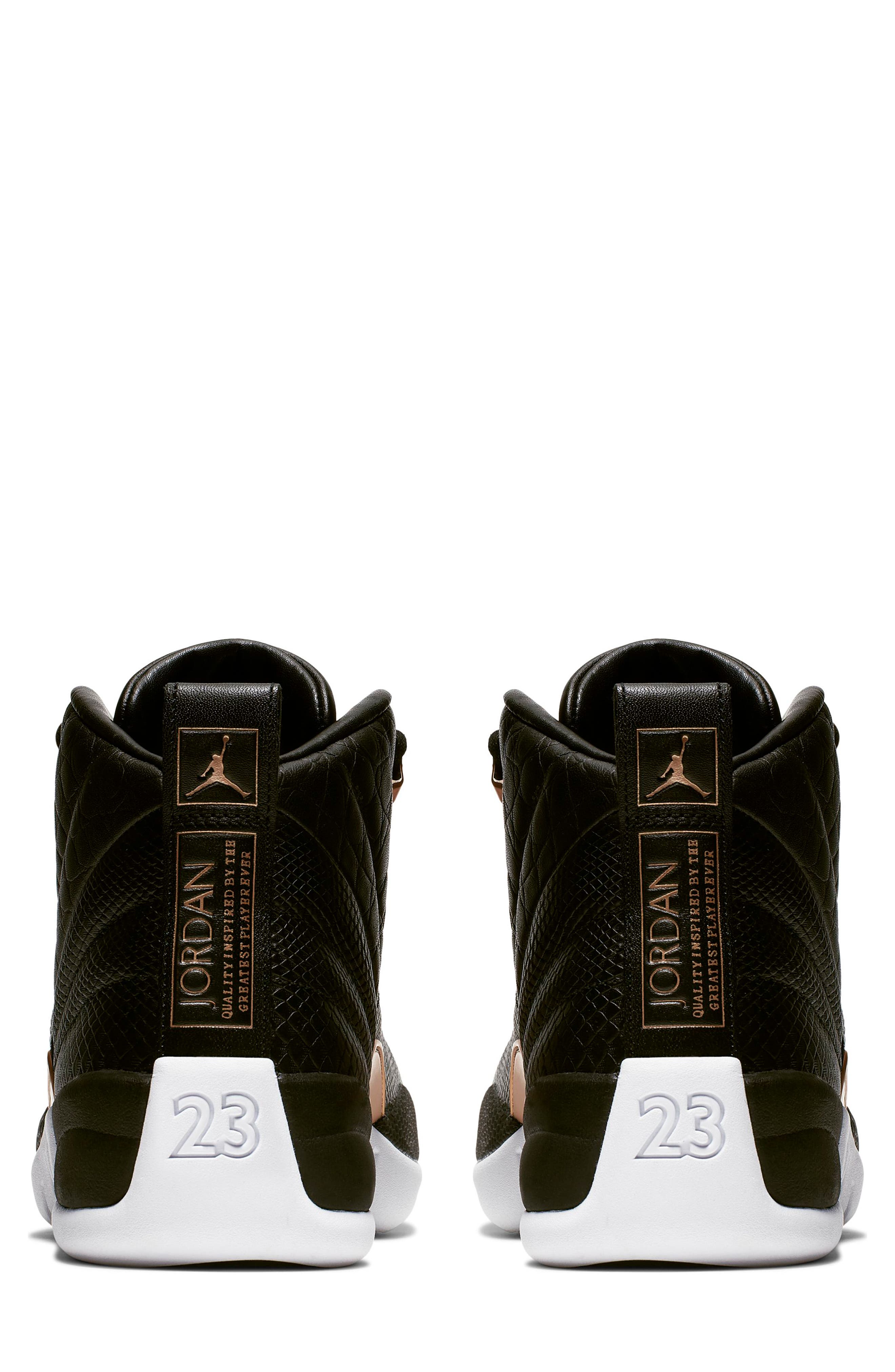 Nike Air Jordan 12 Retro High Top Sneaker, Alternate, color, BLACK/ METALLIC GOLD/ WHITE