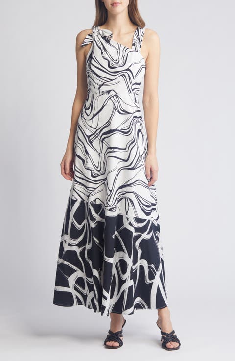 Asymmetric Neck A-Line Dress