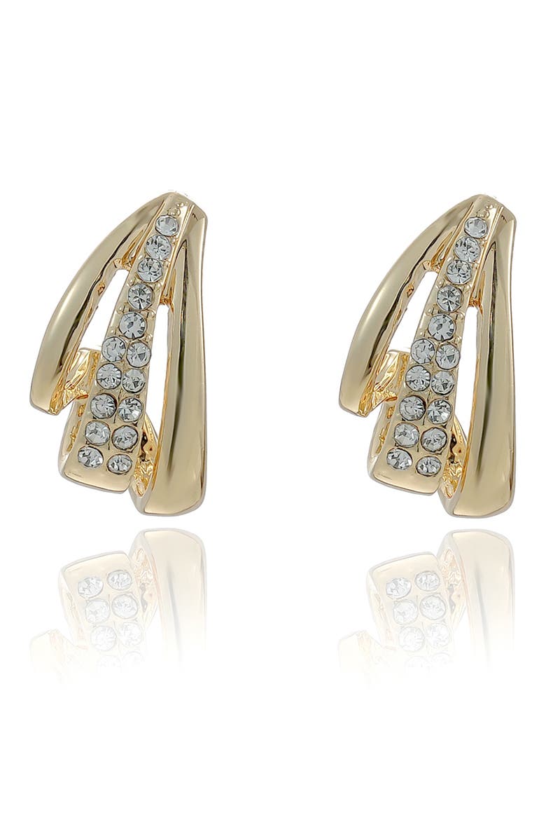 Double Cubic Zirconia Line Hoop Earrings, Alternate, color, GOLD