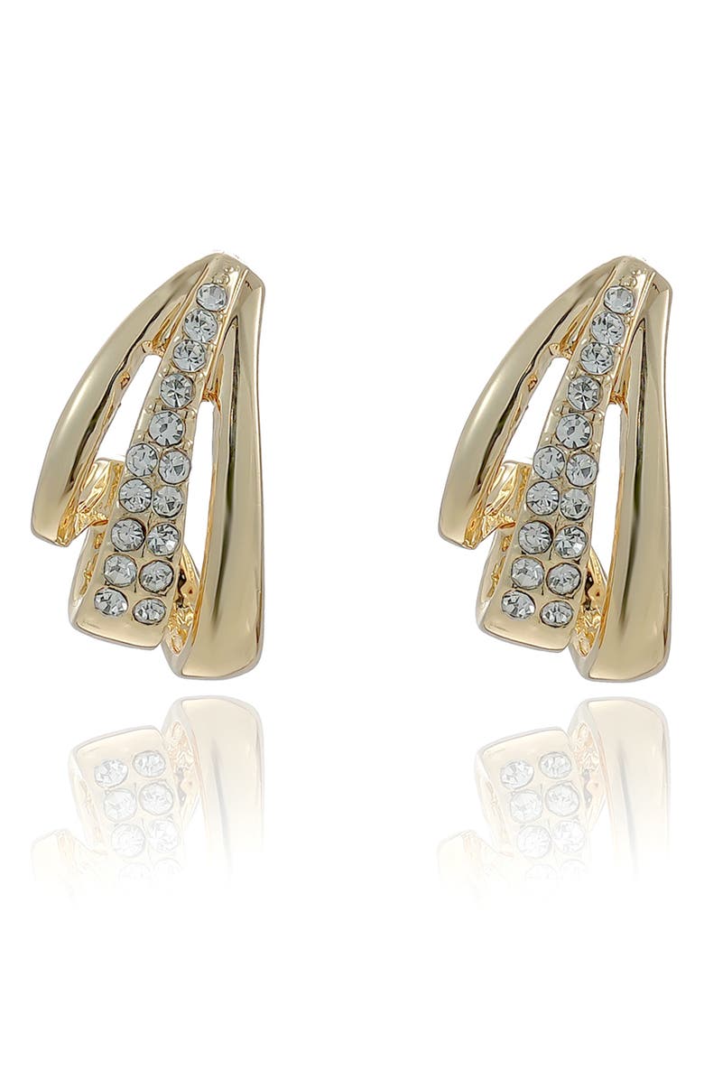 Ettika Double Cubic Zirconia Line Hoop Earrings, Alternate, color, Gold