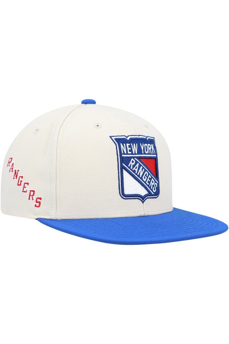 Men's Mitchell & Ness Cream/Blue New York Rangers Vintage Snapback Hat, Main, color, Cream