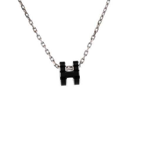 Pop H Pendant Chain Necklace Metal and Enamel Mini