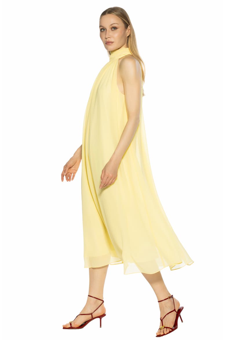 Suri Mock Neck Sleeveless Chiffon Midi Dress, Alternate, color, BUTTER YELLOW