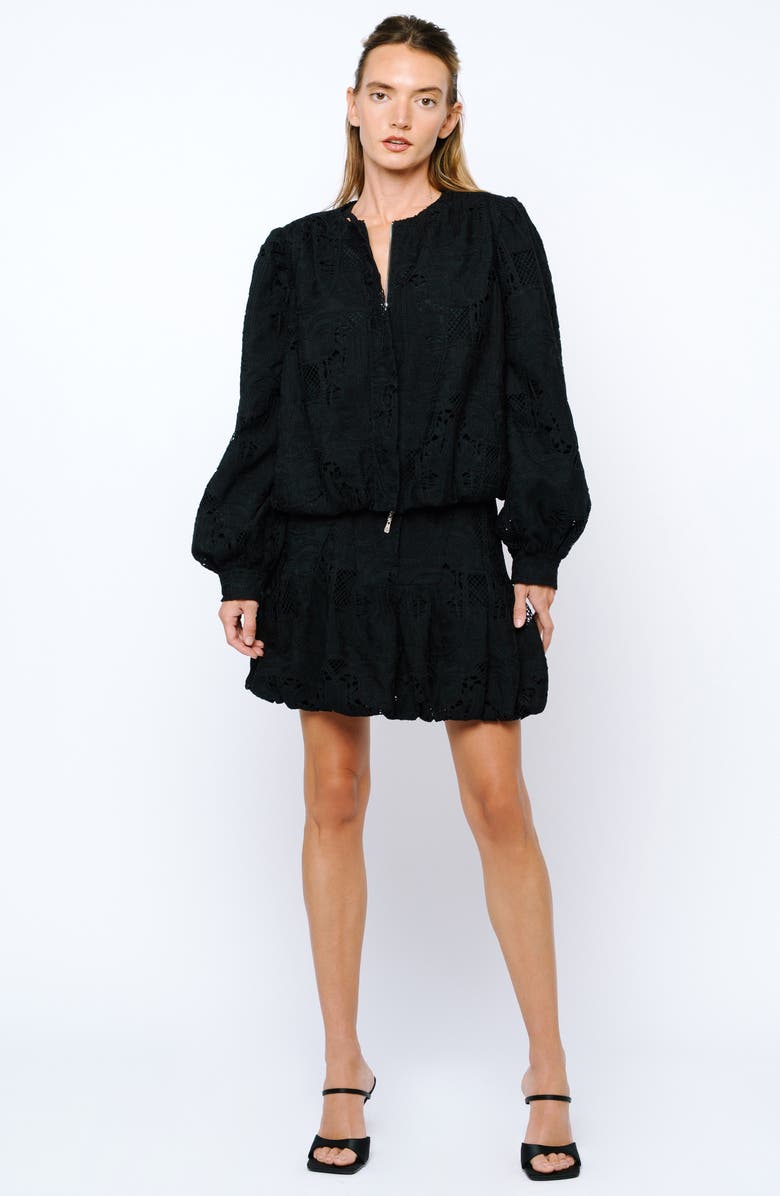 CIEBON Raz Embroidered Eyelet Ruffled Miniskirt, Alternate, color, Black