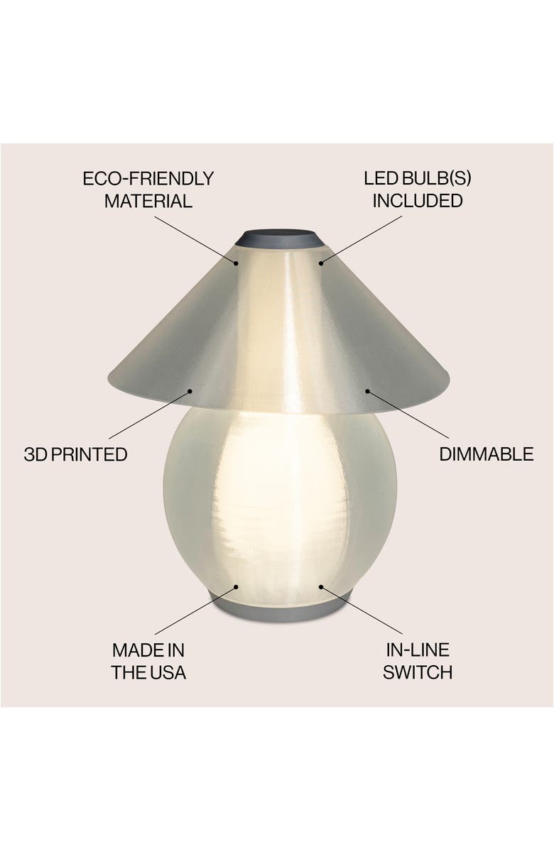 JONATHAN Y Opal 13" Modern Contemporary Plant-Based PLA 3D Printed Dimmable LED Table Lamp, Alternate, color, Light Smoke/Gray