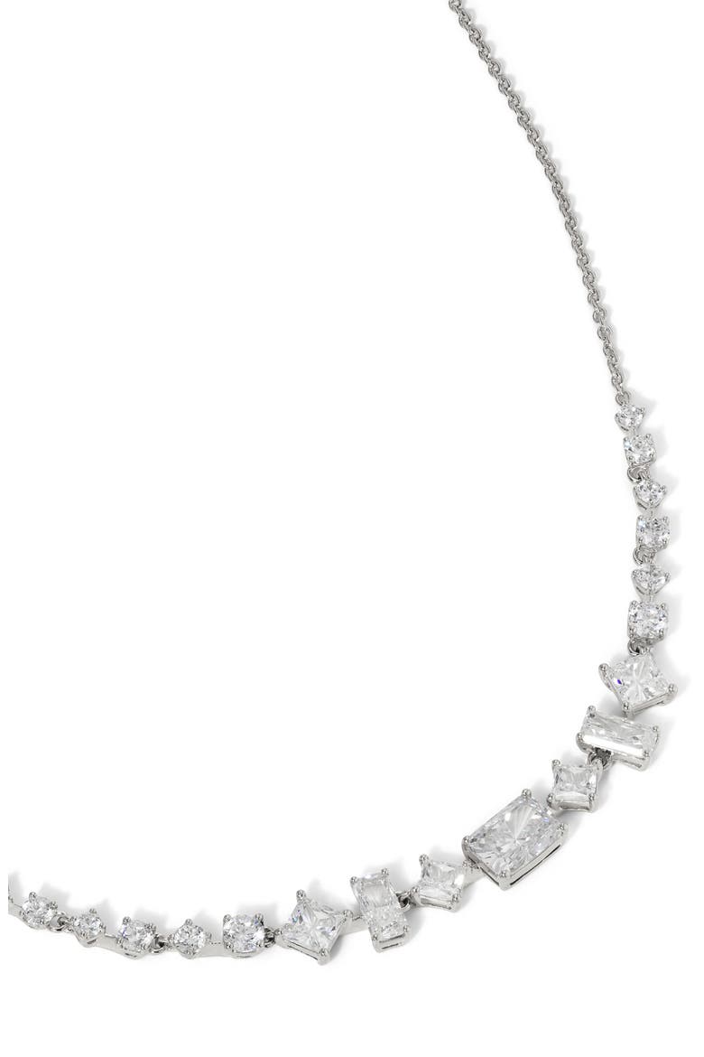 Cubic Zirconia Frontal Necklace, Alternate, color, RHODIUM