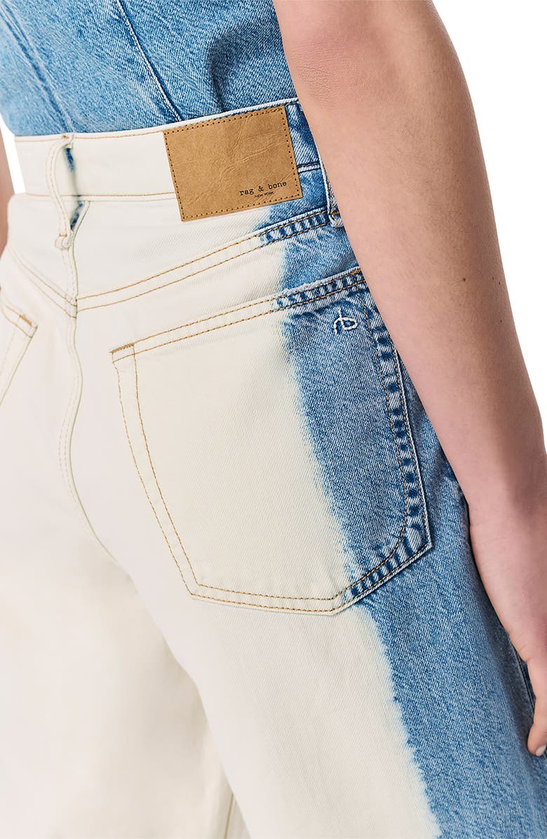 rag & bone Featherweight Logan Two-Tone Mid Rise Wide Leg Jeans, Alternate, color, Bleach Blue