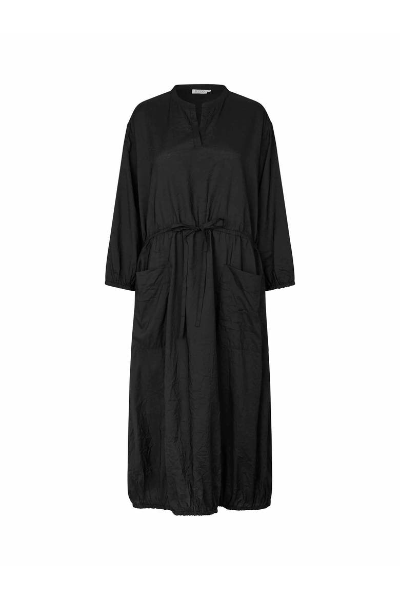 MaNymosa 3/4 Sleeve Loose Fit Midi Dress, Alternate, color, Black