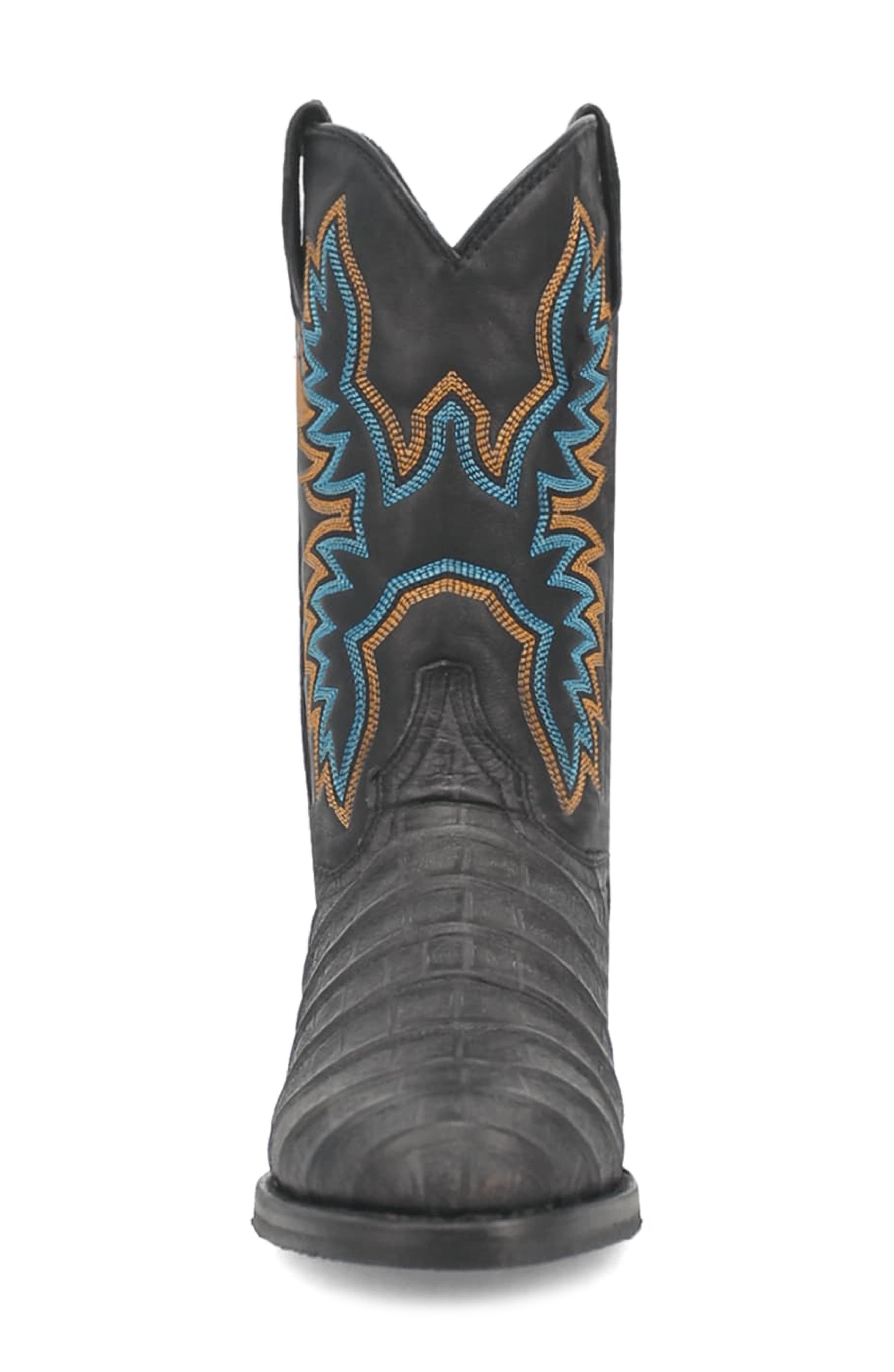 Dingo Trail Boss Alligator Embossed Cowboy Boot, Alternate, color, Black