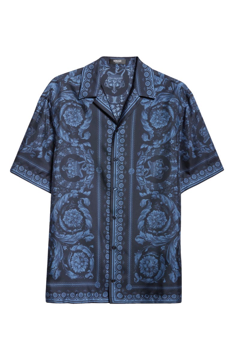 Versace Barocco Print Silk Button-Up Shirt, Alternate, color,