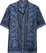 Versace Barocco Print Silk Button-Up Shirt