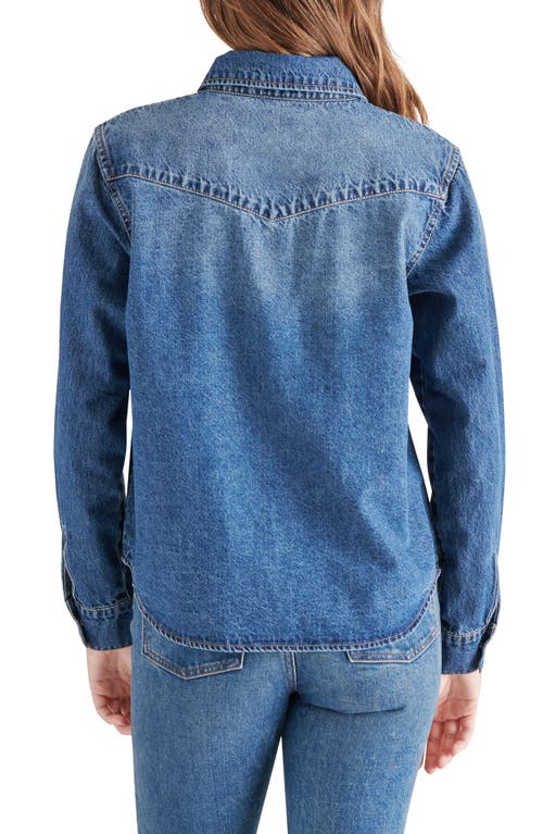Steve Madden Western Denim Snap-up Shirt In Blue Denim