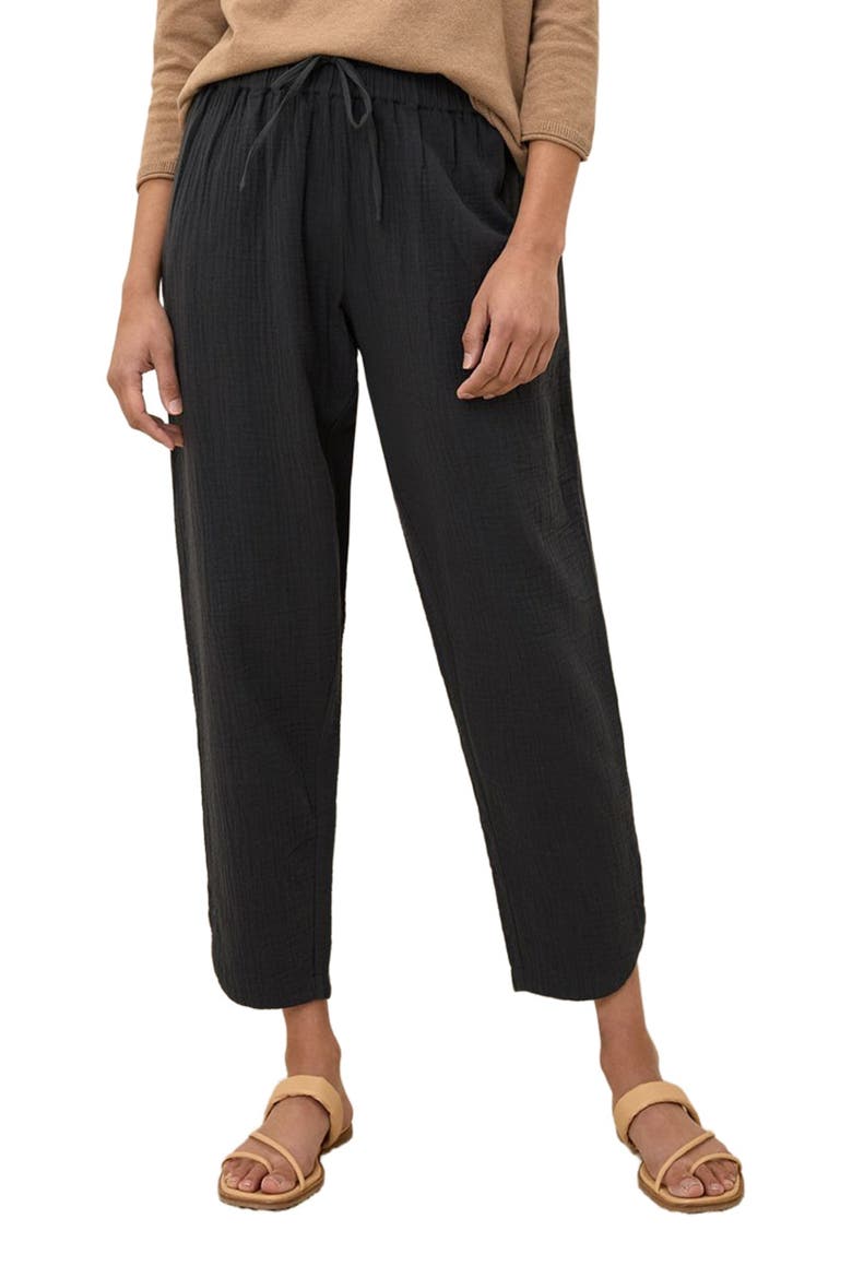 Organic Cotton Coastal Double Gauze Tapered Pull-On Pant, Alternate, color, Black