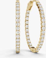 SEREIA OFFICIAL 14K Gold 3 ct Earrings Oval In & Out Diamond Hoops