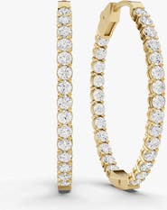 SEREIA OFFICIAL 14K Gold 3 ct Earrings Oval In & Out Diamond Hoops