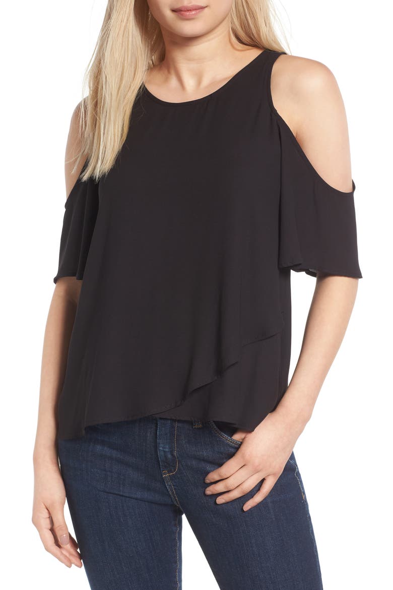 Cold Shoulder Top, Main, color, BLACK