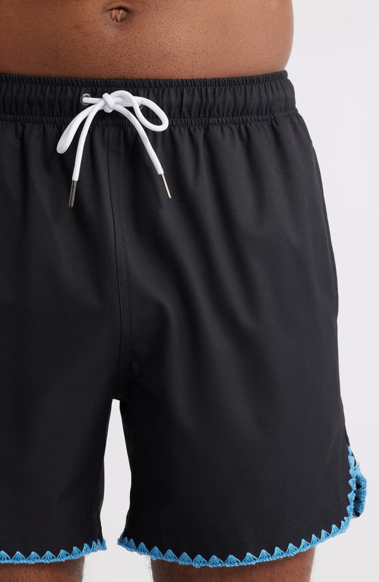 MAVRANS Stitch Waterproof Swim Trunks, Alternate, color, Black/Blue
