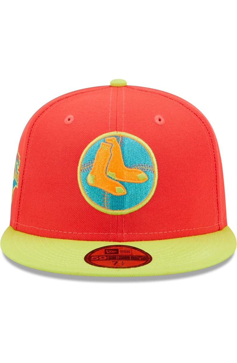 New Era Men's New Era Red/Neon Green Boston Red Sox Lava Highlighter Combo 59FIFTY Fitted Hat, Alternate, color, Red