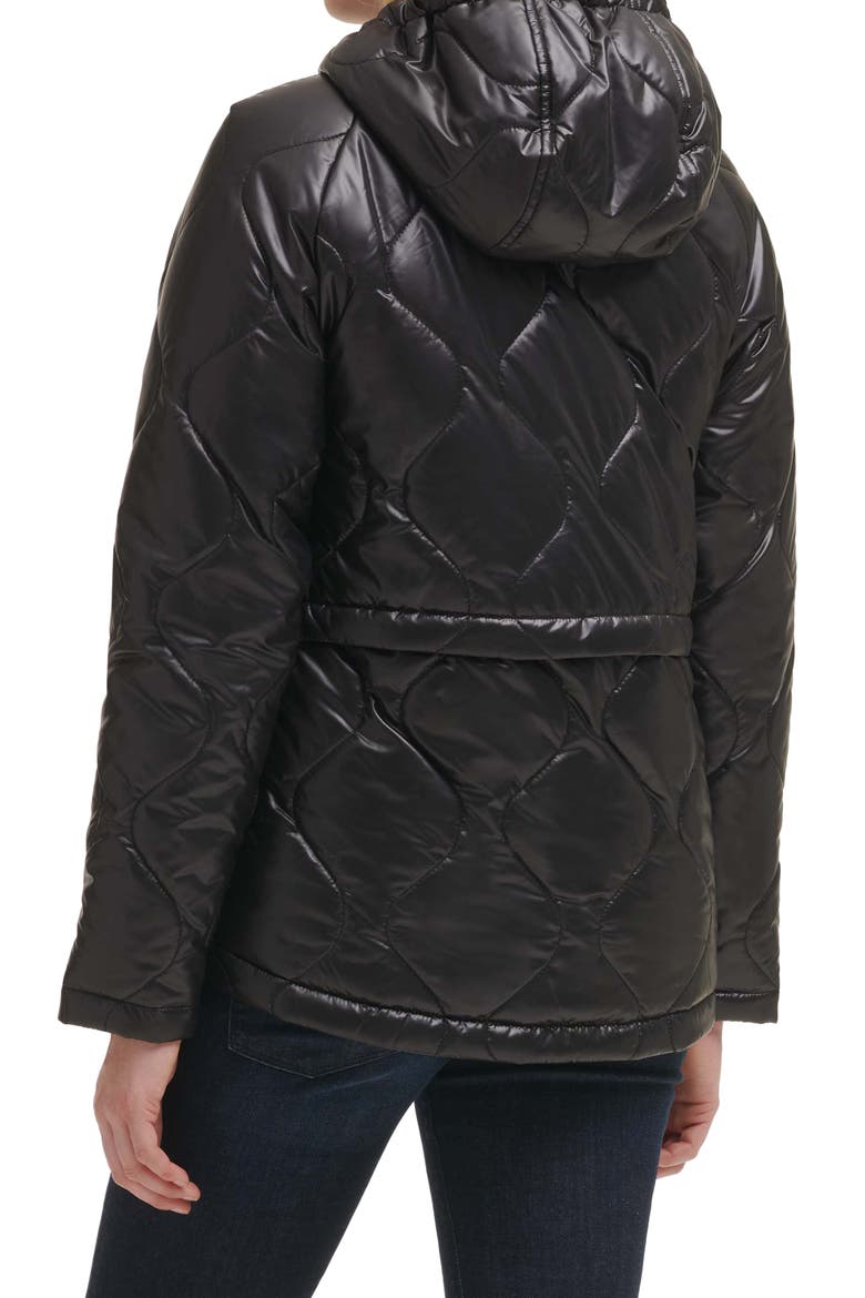 Water-Resistant Hooded Quilted Jacket, Alternate, color, BLACK