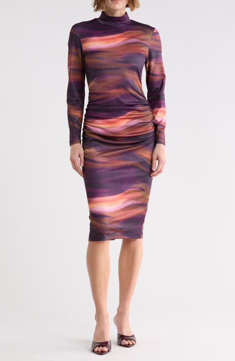 Mock Neck Long Sleeve Body-Con Dress