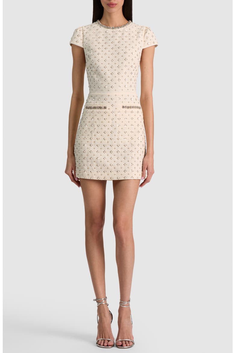 Cade Embellished Cap Sleeve Minidress, Main, color, VANILLA