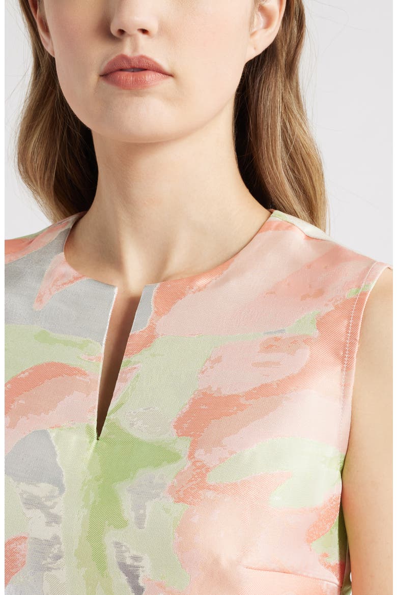 Metallic Abstract Jacquard Sheath Dress, Alternate, color, FERN/ ORANGE BURST/ LIMESTONE