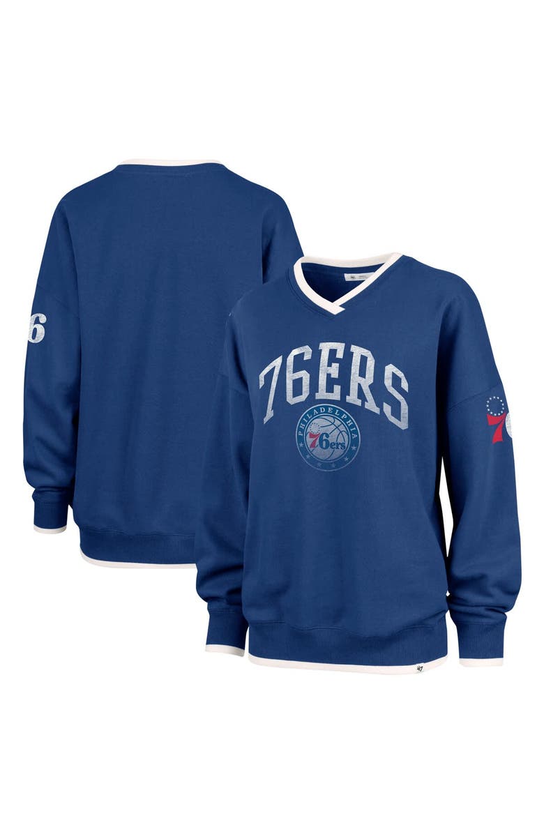 '47 Women's '47  Royal Philadelphia 76ers Rise Wax Pack Daze '80s Oversize Pullover Sweatshirt, Alternate, color, 