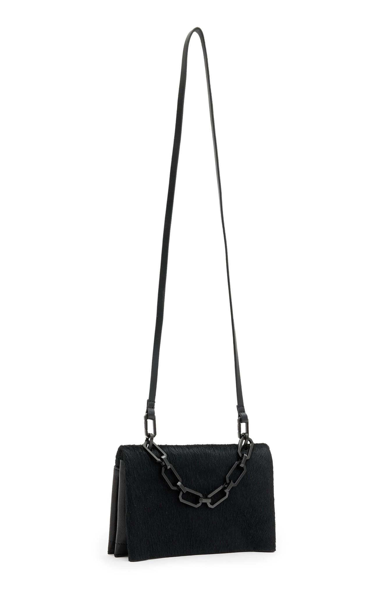 AllSaints Yua Luxe Genuine Calf Hair Clutch, Alternate, color, 