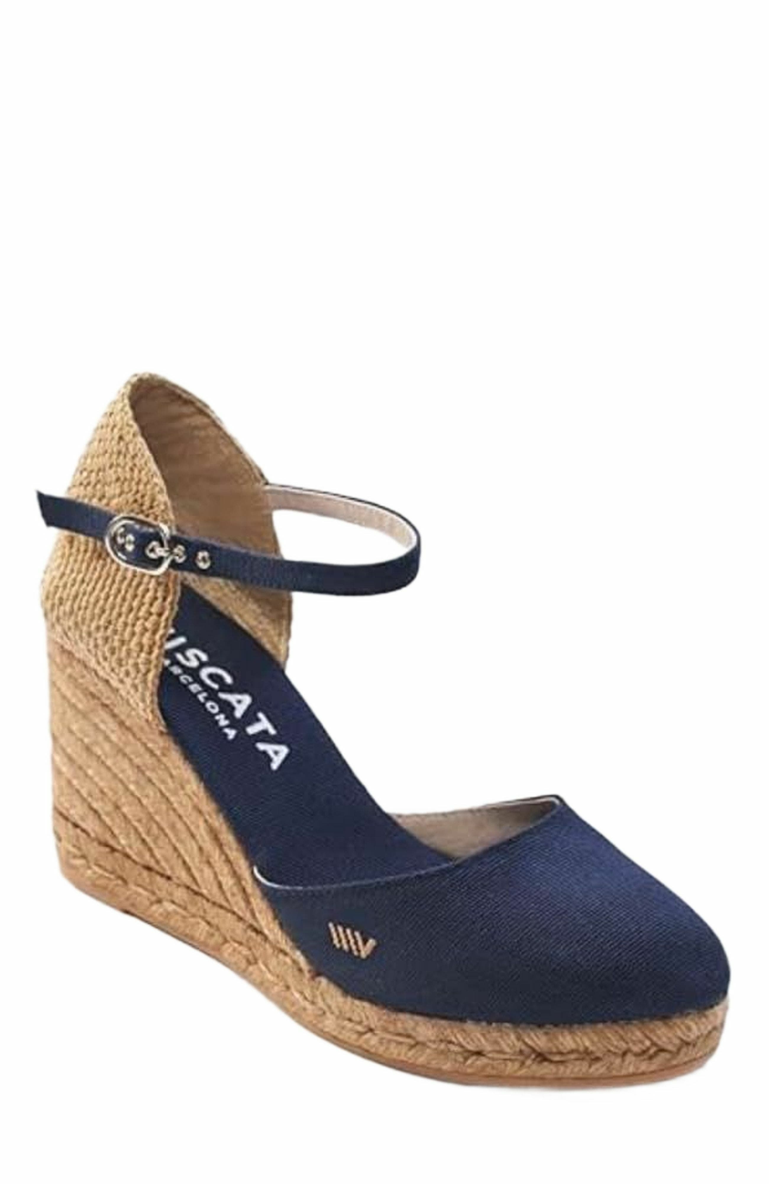 Satuna Canvas Espadrille Wedges, Alternate, color, Navy Blue