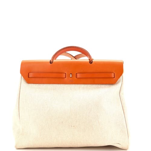 Pre-owned Hermes Hermes Herbag Toile And Leather Mm In Sand