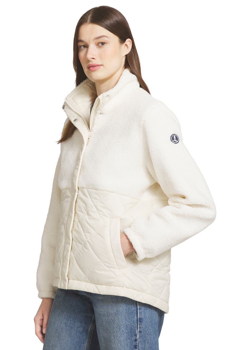 Mixed Media Fleece Jacket, Alternate, color, CREAM