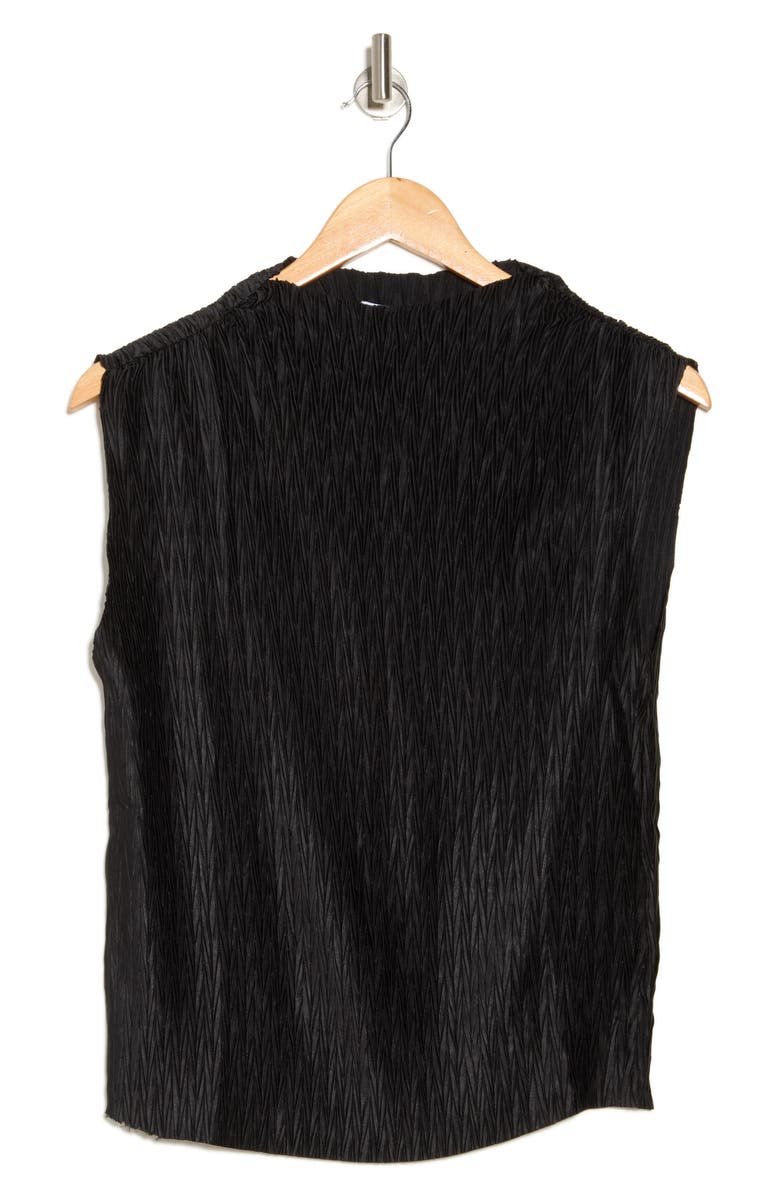 DKNY Funnel Neck Pleated Woven Top, Alternate, color, Black