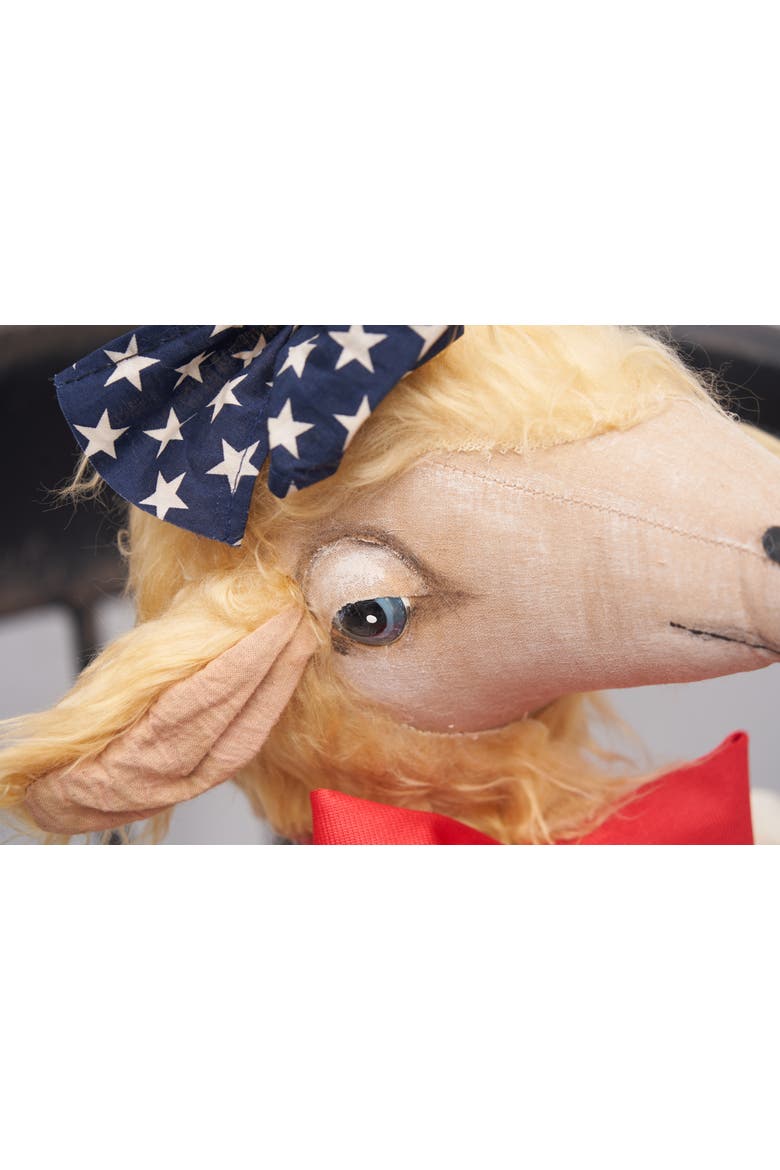 Patriotic Gussie Sheep w/ Stars & Stripes Dress Decorative Figurine, Alternate, color, Red