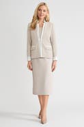 Ming Wang Tailored Two-Toned Stretch Deco Crepe Blazer