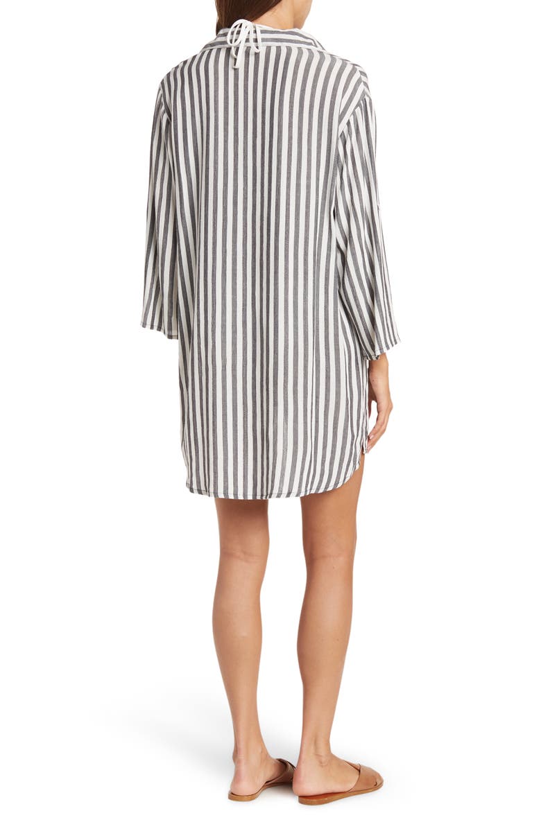 BOHO ME Yarn Dye Stripe Cover-Up Tunic, Alternate, color, Black