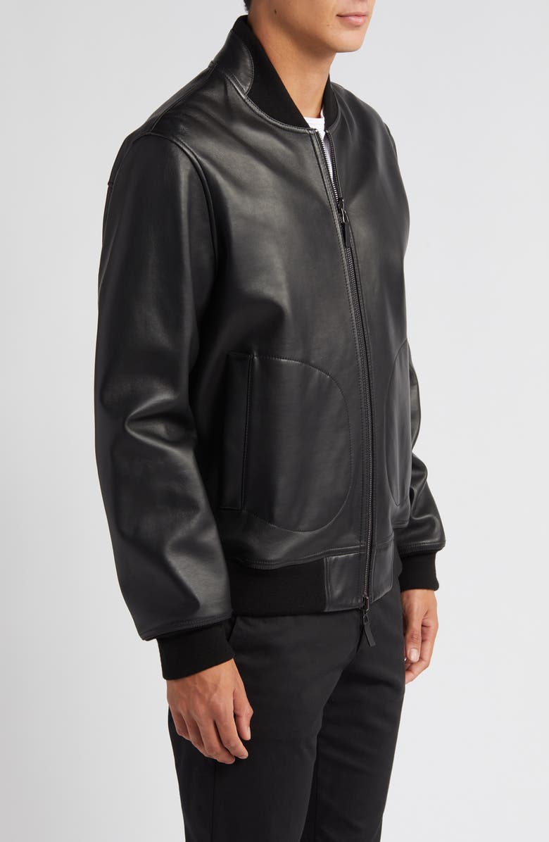 Emporio Armani Leather Bomber Jacket, Alternate, color, 